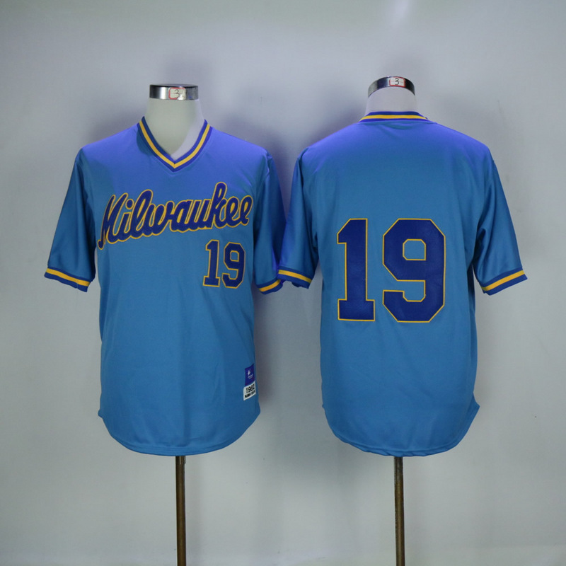 2017 MLB Milwaukee Brewers #19 Robin Yount Blue Throwback Jerseys->more jerseys->MLB Jersey